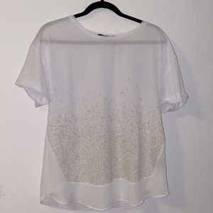 Vera Wang Embellished Bead White Top (M)